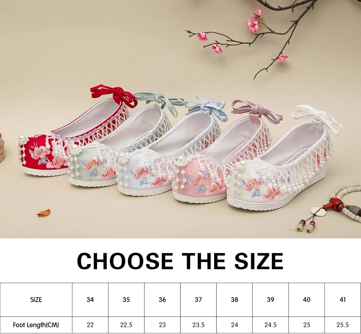 Tassel Hanfu Shoes Vintage Embroidery Flats Embroideried Mary Janes for Women
