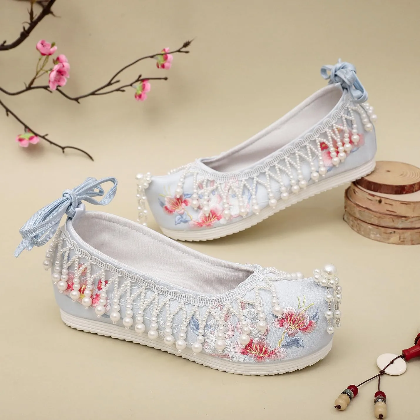 Tassel Hanfu Shoes Vintage Embroidery Flats Embroideried Mary Janes for Women