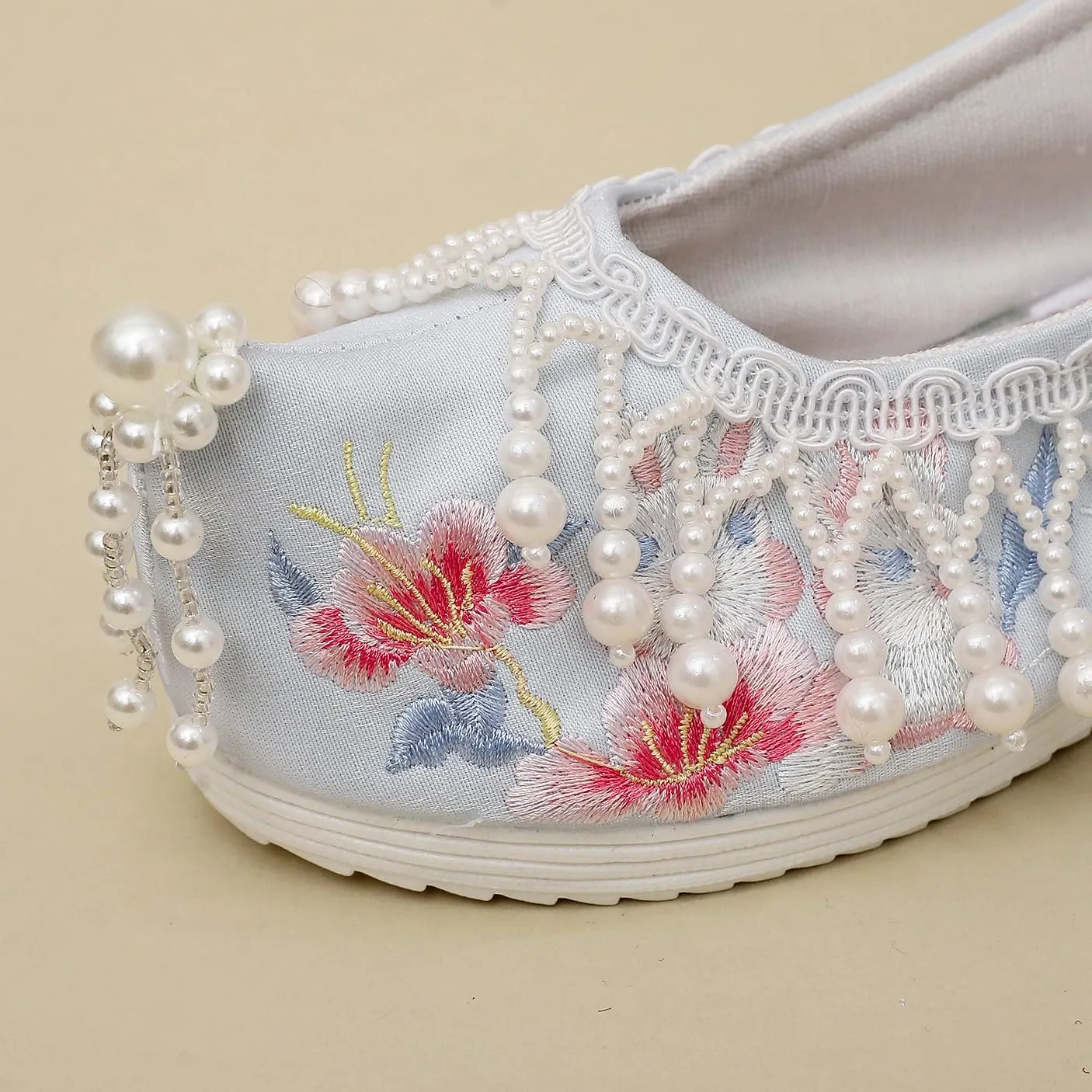 Tassel Hanfu Shoes Vintage Embroidery Flats Embroideried Mary Janes for Women