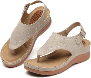Tilocow Sandals for Women High Arch Support Flip Flops Wedge Sandals Comfortable Beach Shoes Dressy Summer Casual Sandals