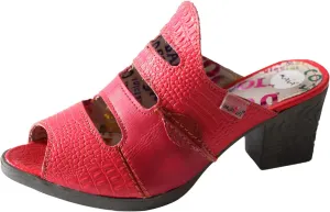TMA EYES & MAiA Women Hollow-out Printed Leather Sandals Spliced Mid-Heeled Sandals