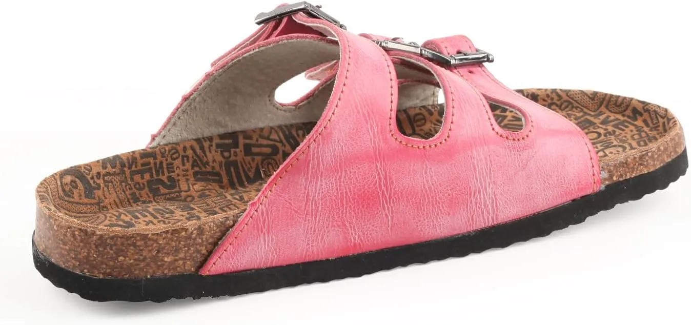 TMA EYES Womens Flat Slide Sandals with Arch Support Strap Adjustable Buckle Non Slip Rubber Sole