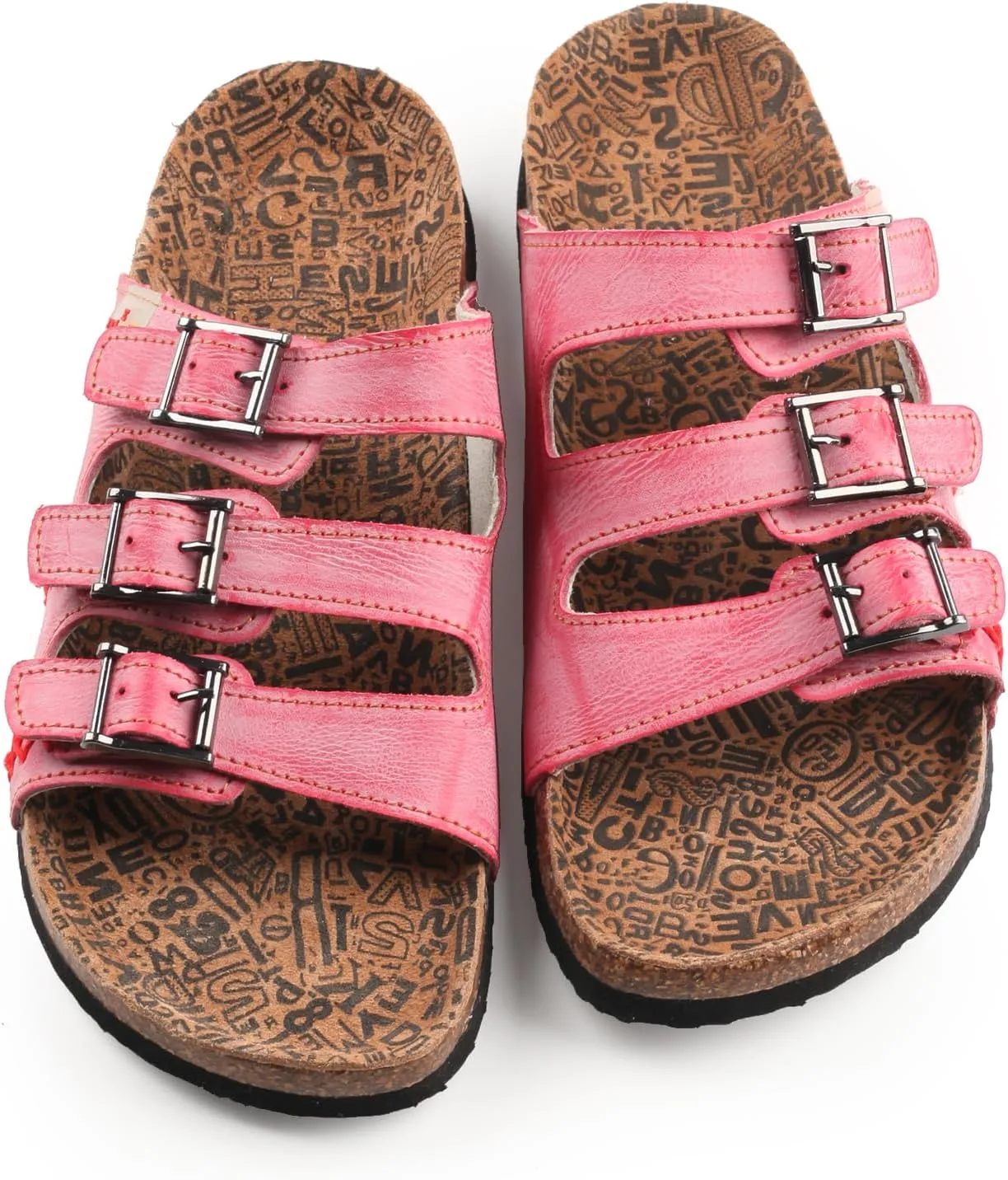 TMA EYES Womens Flat Slide Sandals with Arch Support Strap Adjustable Buckle Non Slip Rubber Sole