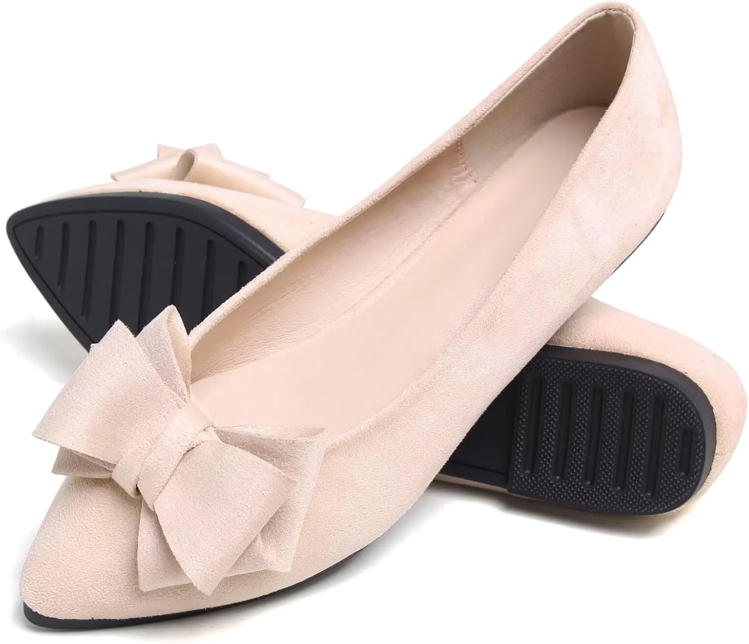 TN TANGNEST Women Cute Bowknot Flats Soft Slip On Flats Comfort Pointed Toe Casual Dress Flat Shoes