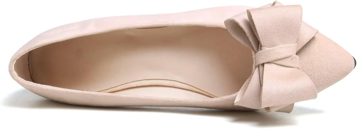 TN TANGNEST Women Cute Bowknot Flats Soft Slip On Flats Comfort Pointed Toe Casual Dress Flat Shoes
