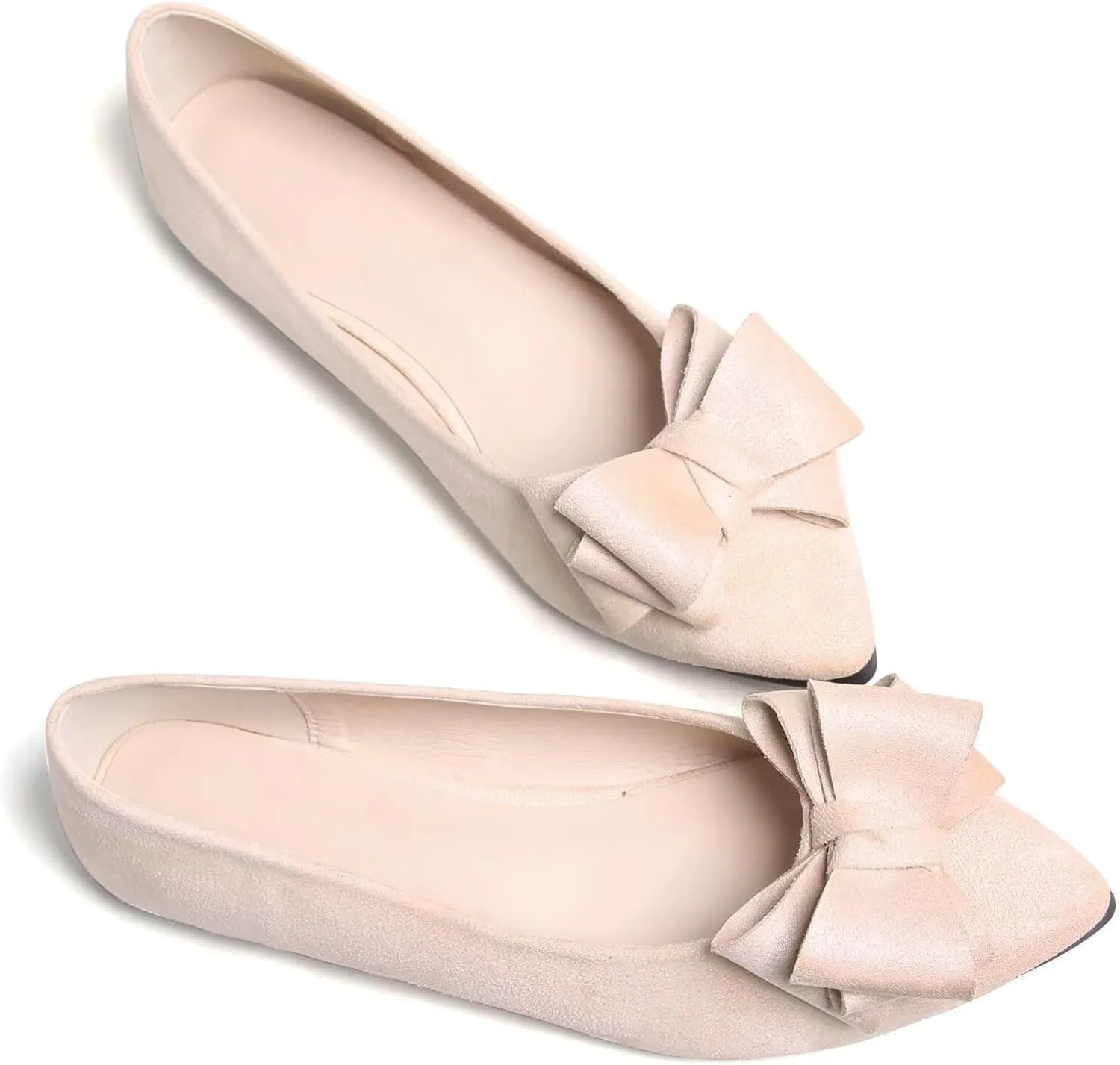 TN TANGNEST Women Cute Bowknot Flats Soft Slip On Flats Comfort Pointed Toe Casual Dress Flat Shoes