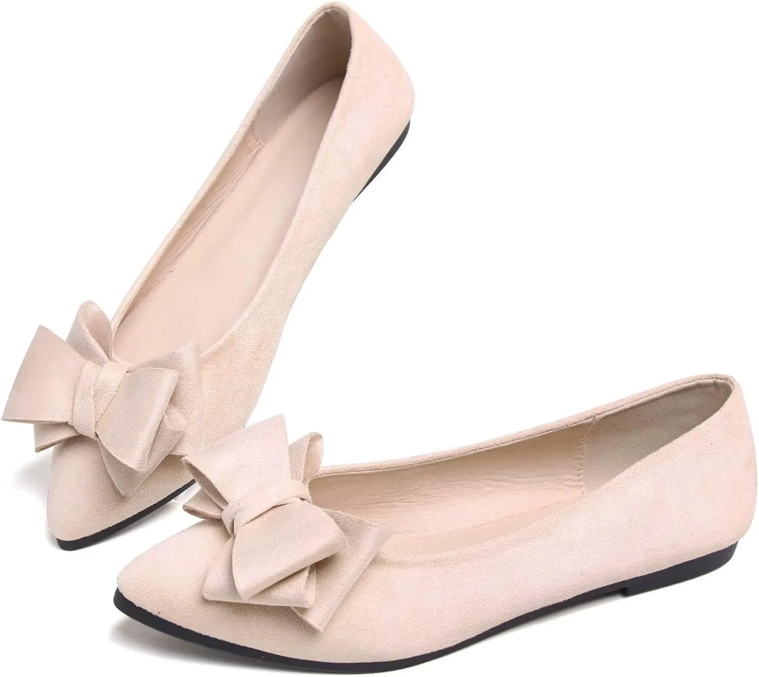 TN TANGNEST Women Cute Bowknot Flats Soft Slip On Flats Comfort Pointed Toe Casual Dress Flat Shoes