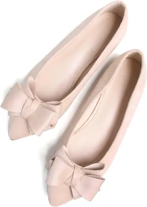 TN TANGNEST Women Cute Bowknot Flats Soft Slip On Flats Comfort Pointed Toe Casual Dress Flat Shoes