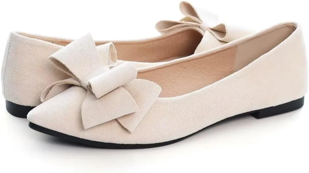 TN TANGNEST Women Fashion Bowknot Flats Comfort Pointed Toe Dress Shoes