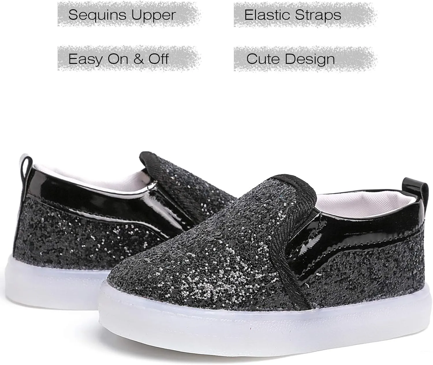 Toddler Girl's Light Up Sequins Slip On Loafers Baby Glitter Shoes Flashing LED Casual Princess Party Shoes Flat Sneakers (Toddler/Little Kid)