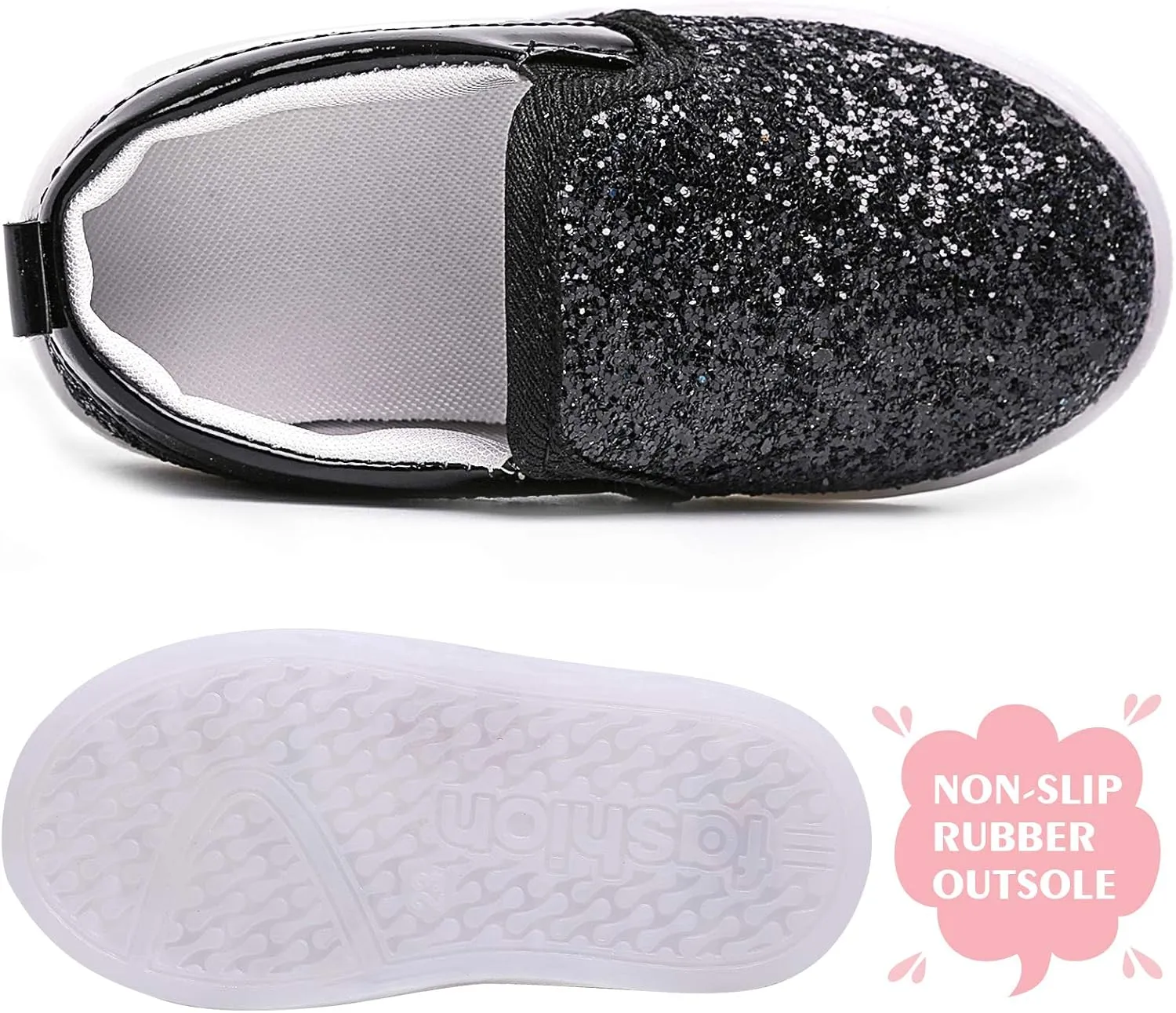 Toddler Girl's Light Up Sequins Slip On Loafers Baby Glitter Shoes Flashing LED Casual Princess Party Shoes Flat Sneakers (Toddler/Little Kid)