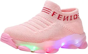 Toddler Kids Light Up Sock Shoes Girls Boys Mesh Flashing Breathable Sneakers Soft Sport Walking Running Shoes