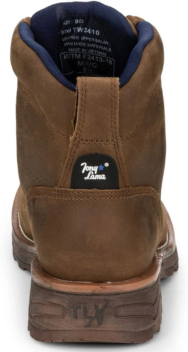 Tony Lama Mens Conductor 6 Inch Electrical Hazard Composite Toe Work/Duty - Brown