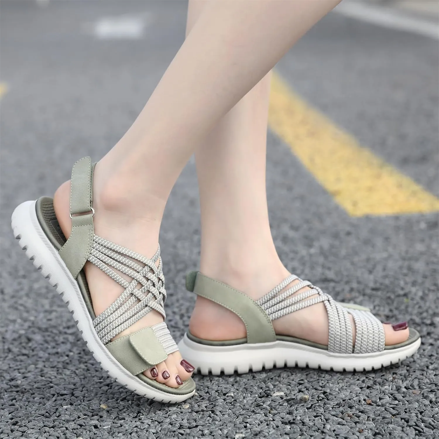 Touchmosees Ankle Strap Sports Sandals - Women's Hiking Sandals Comfortable Walking Sandals for Women Summer Beach Athletic Sandals