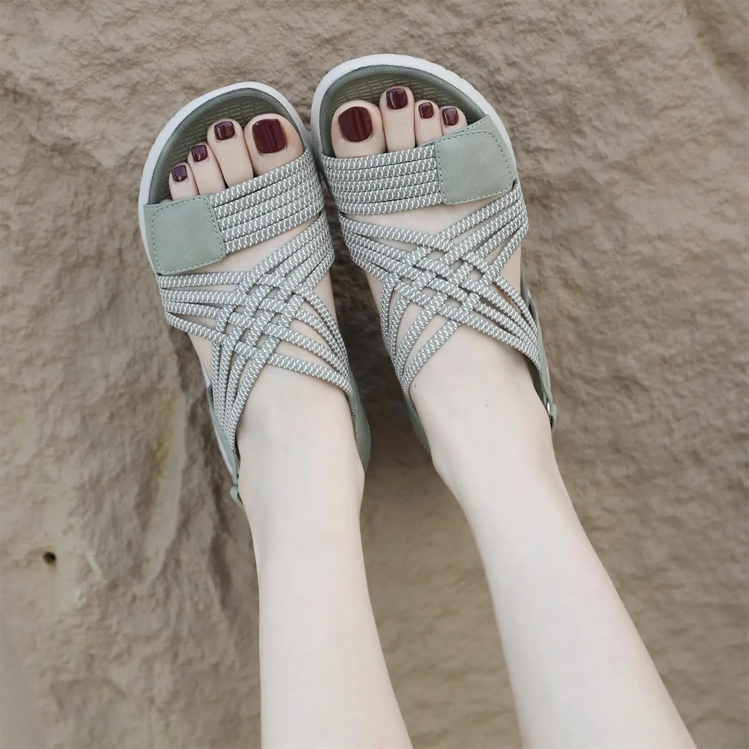 Touchmosees Ankle Strap Sports Sandals - Women's Hiking Sandals Comfortable Walking Sandals for Women Summer Beach Athletic Sandals