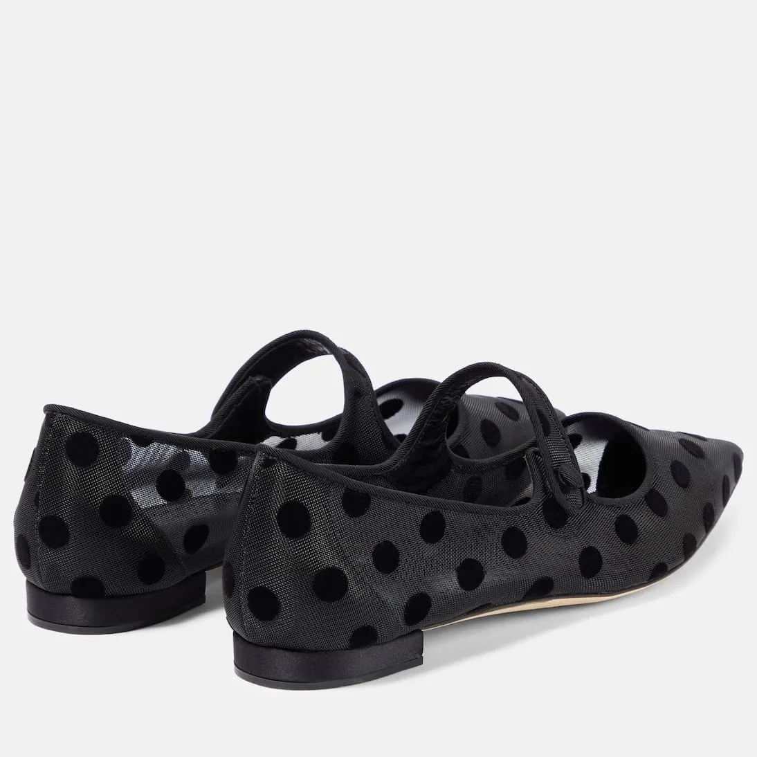 Tulle Mesh Ballet Flats for Women Polka Dots Slingback Mary Jane Flats Pointed Toe Buckle Strap Sandals Slip On Fishnet Ballerina Shoes Casual Comfortable Dress Shoes