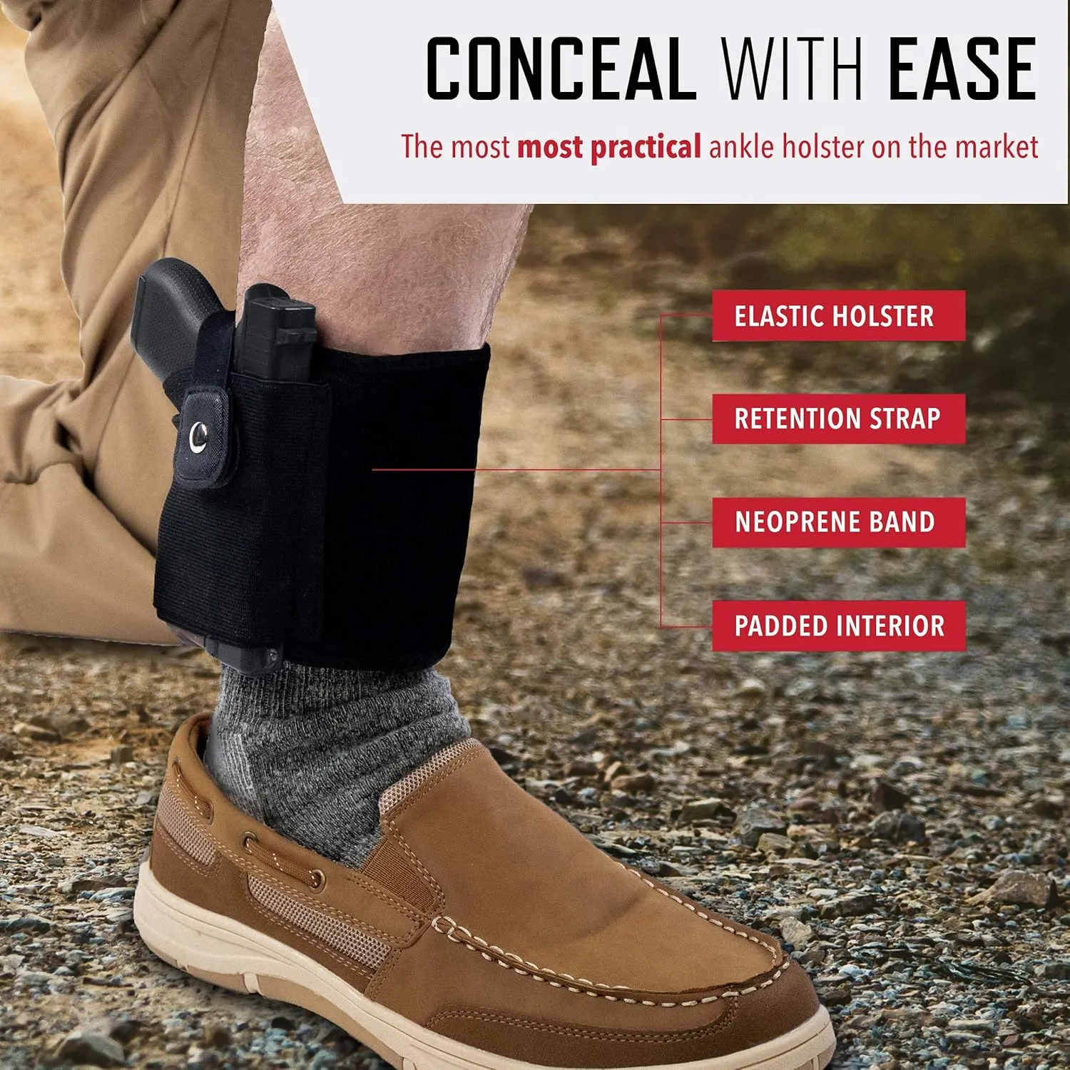 Ultimate Ankle Holster by ComfortTac, Compatible with Glock 42, 43, 36, 26, Smith and Wesson Bodyguard .380.38, Ruger LCP, LC9, Sig Sauer, and Similar Guns