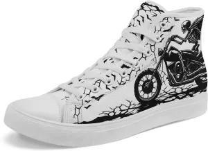 Unisex Skull Shoes High Tops Canvas Sneaker Classic Lace Up Fashion Shoes Casual Flat Walking Shoes