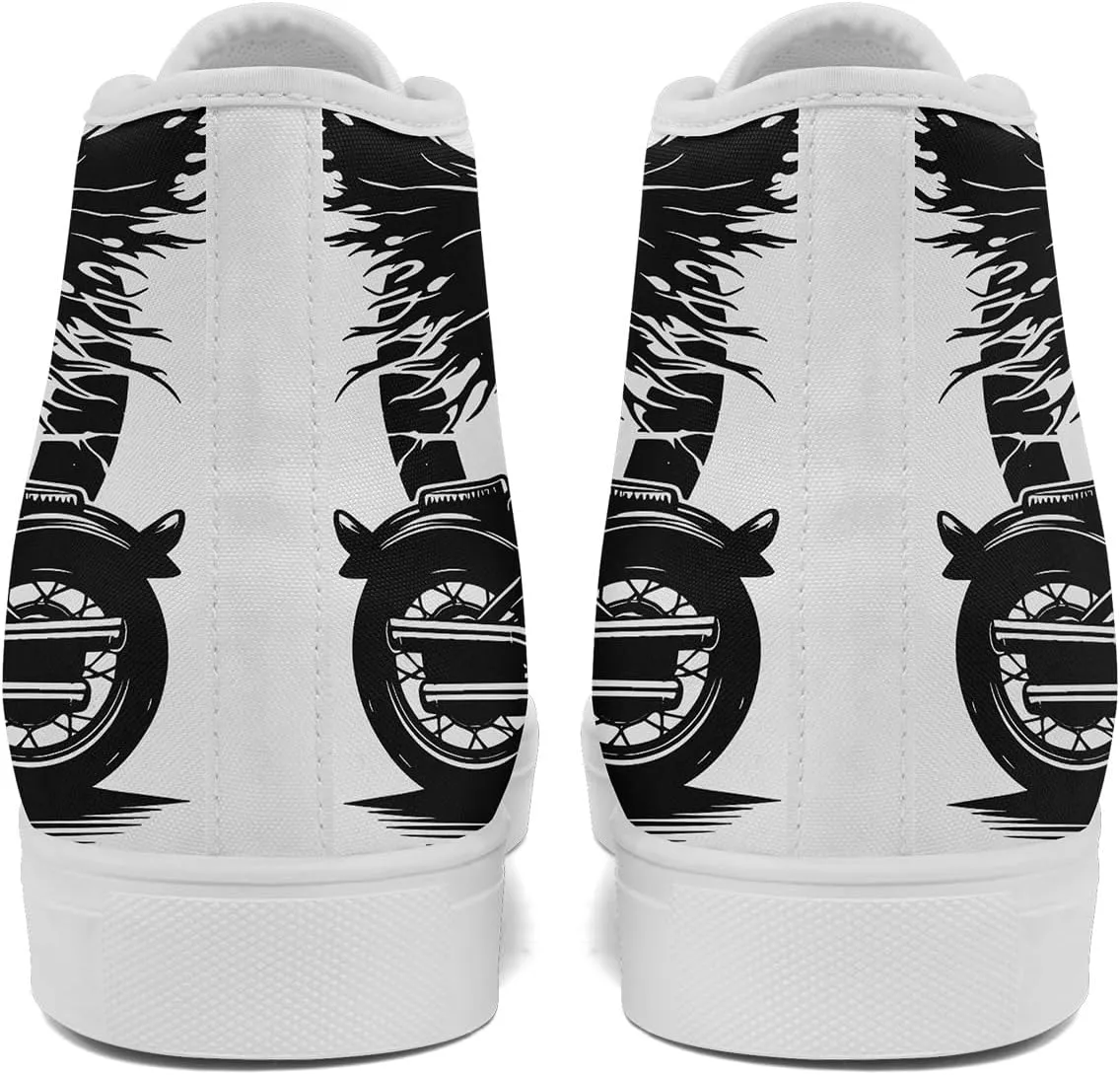 Unisex Skull Shoes High Tops Canvas Sneaker Classic Lace Up Fashion Shoes Casual Flat Walking Shoes