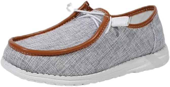 Unisex Slip-on Plaid Canvas Loafers for Women Men Low Top Outdoor Flat Walking Shoes Drving Shoes Sneakers| Comfortable & Light-Weight