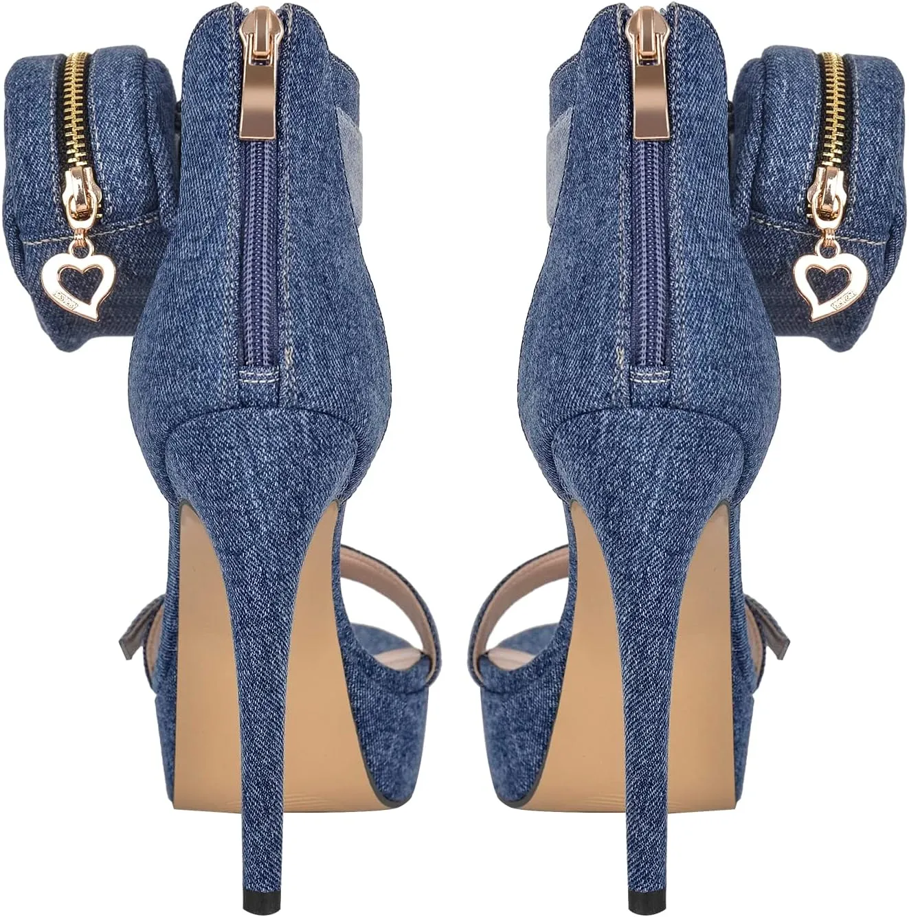 VERISSON High Heels Stiletto Platform Sandals for Women Zip up Open Toe Heels Dressy Pumps Sandals