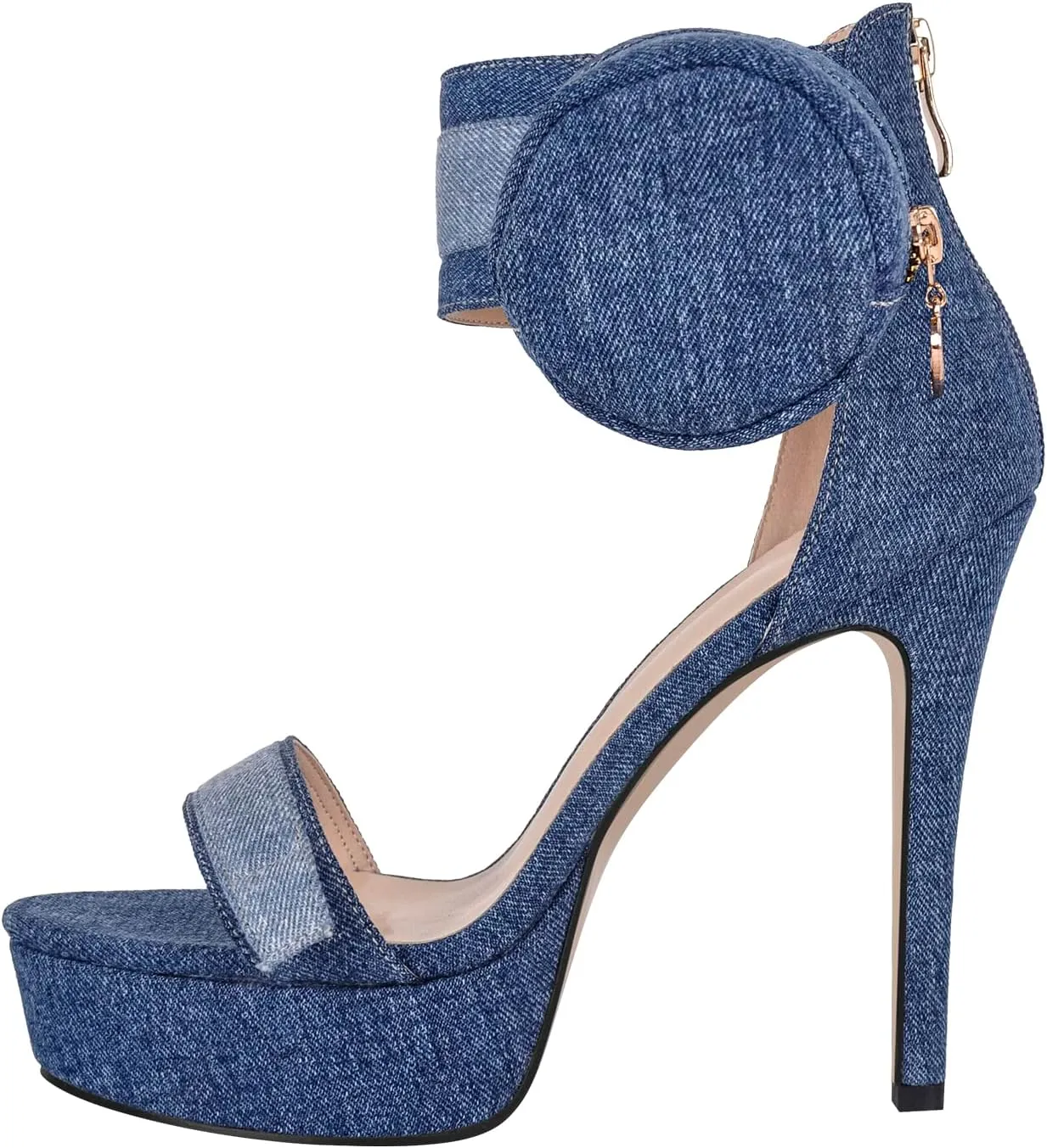 VERISSON High Heels Stiletto Platform Sandals for Women Zip up Open Toe Heels Dressy Pumps Sandals