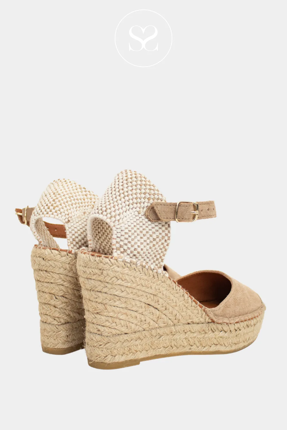 VIGUERA 1632 TAUPE LEATHER/SUEDE ESPADRILLE WEDGE SANDALS