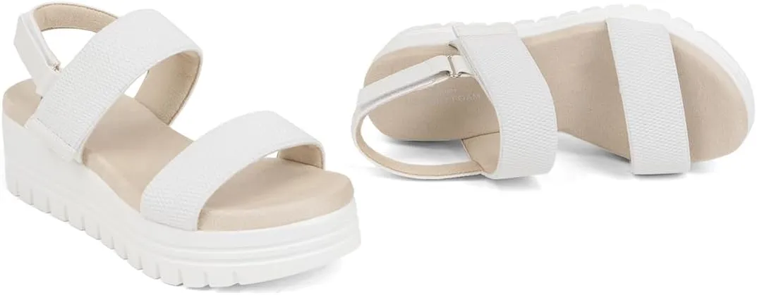 VJH confort Women's Wedge Sandals, Open Toe Ankle Strap Casual Platform Sandals