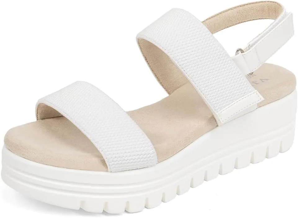 VJH confort Women's Wedge Sandals, Open Toe Ankle Strap Casual Platform Sandals