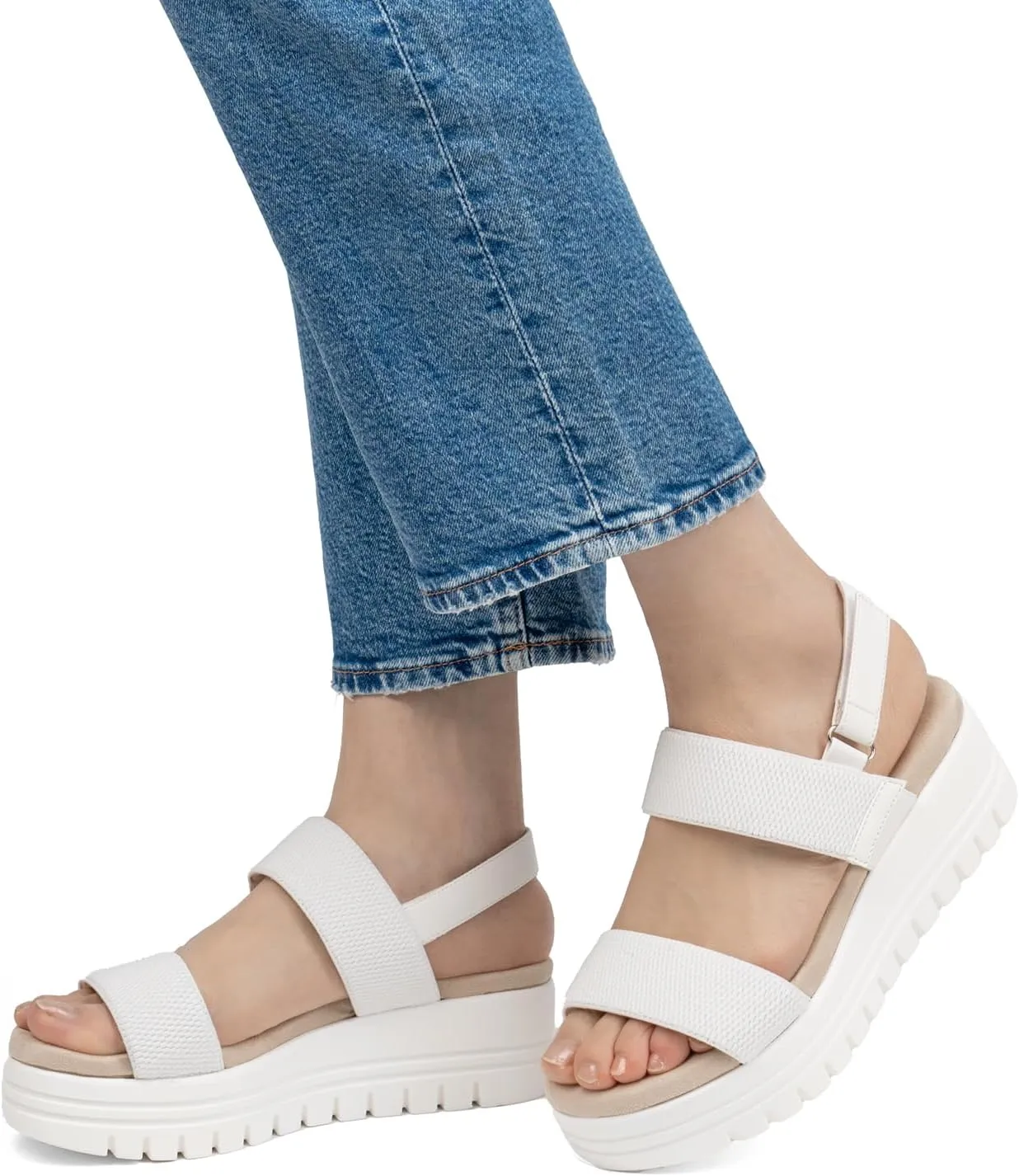 VJH confort Women's Wedge Sandals, Open Toe Ankle Strap Casual Platform Sandals