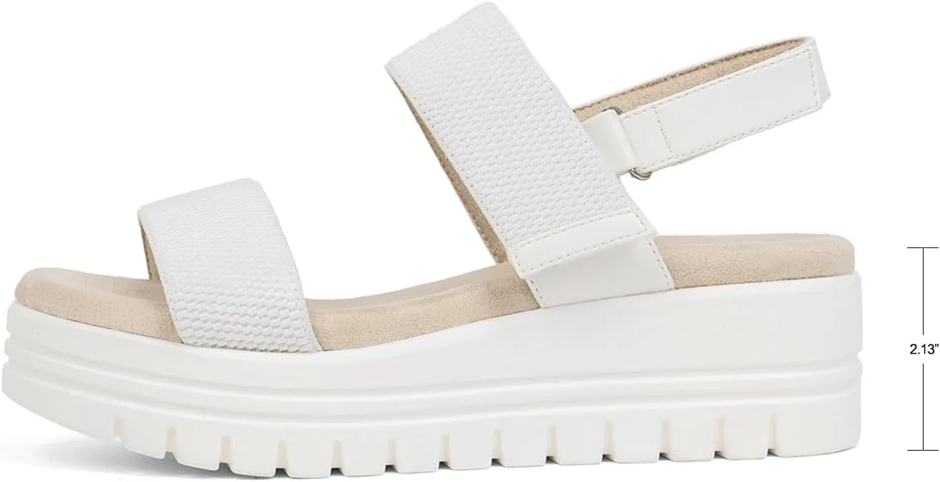 VJH confort Women's Wedge Sandals, Open Toe Ankle Strap Casual Platform Sandals