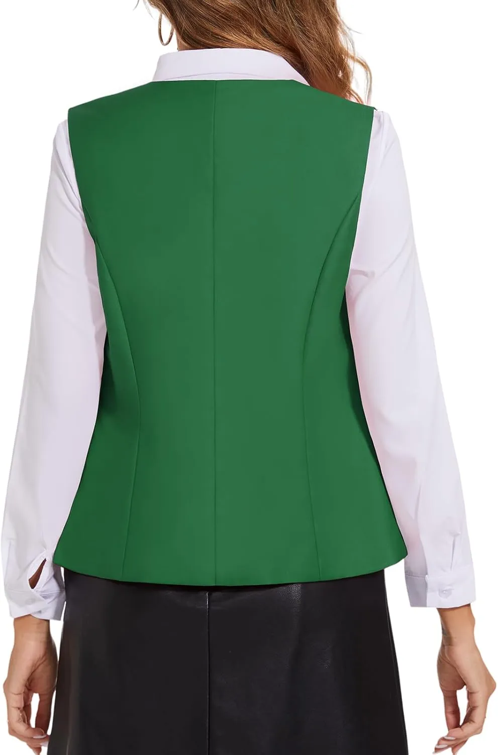 Waistcoat Vest for Women Fully Lined V-Neck Button Down Formal Fitted Dressy Suit Vest Coat with Pockets