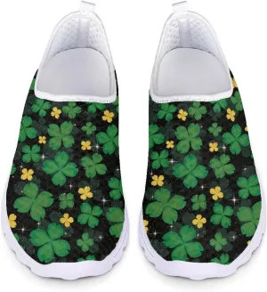 WELLFLYHOM St Patricks Day Shoes for Women Tennis Running Sneakers Slip On Loafers Flat Footwear Size 5.5-11.5