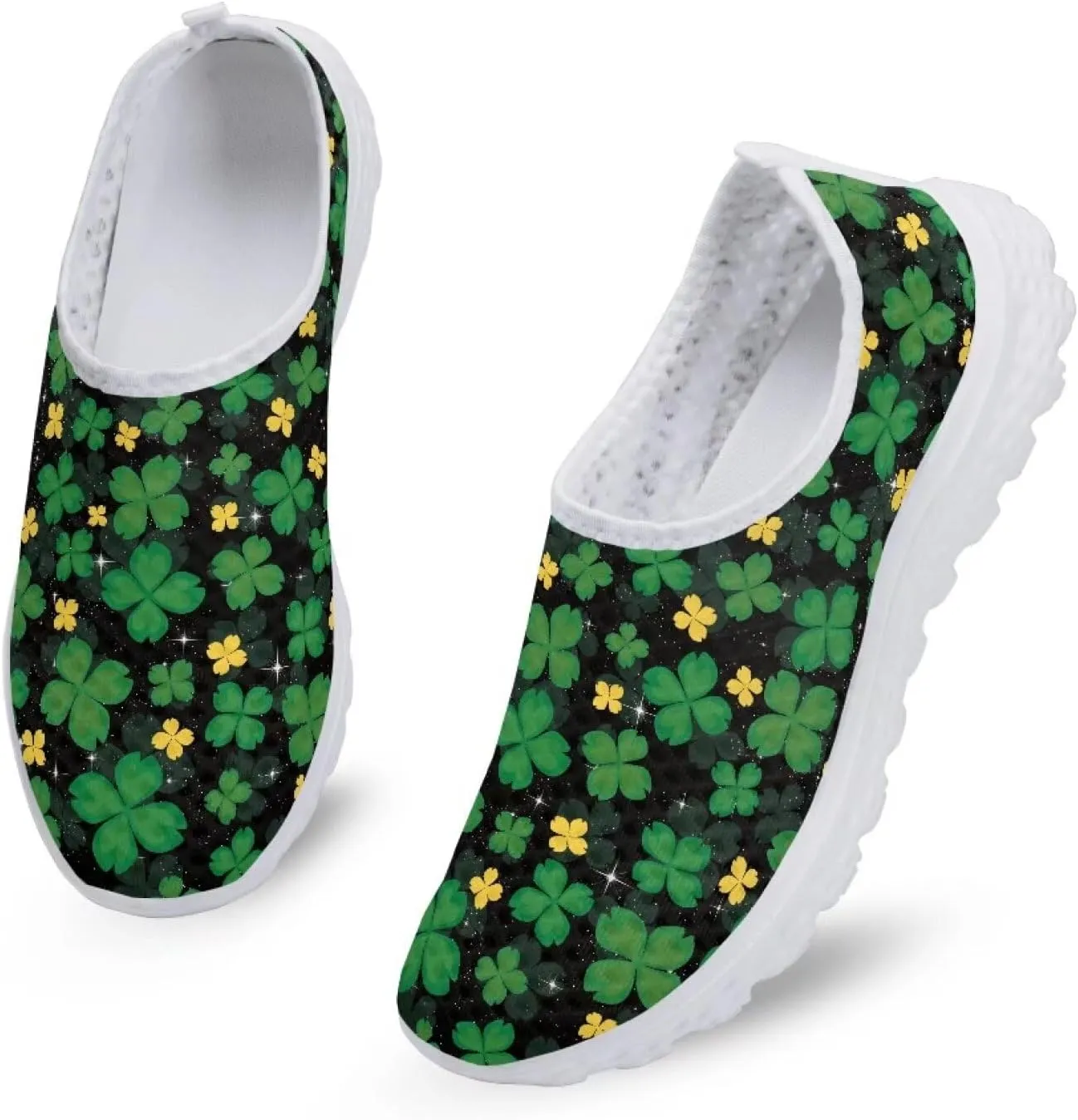 WELLFLYHOM St Patricks Day Shoes for Women Tennis Running Sneakers Slip On Loafers Flat Footwear Size 5.5-11.5