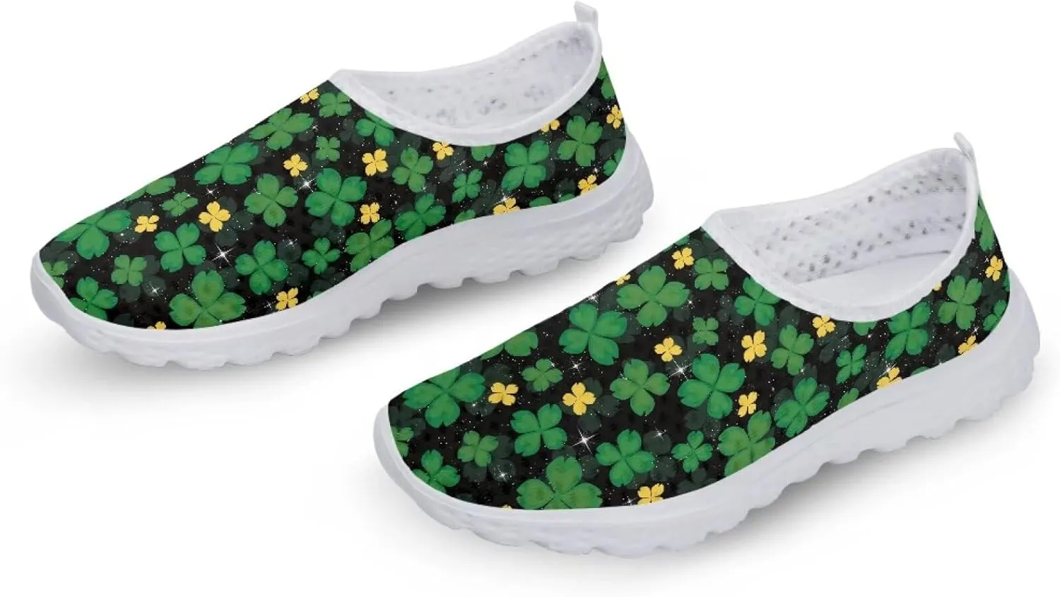 WELLFLYHOM St Patricks Day Shoes for Women Tennis Running Sneakers Slip On Loafers Flat Footwear Size 5.5-11.5