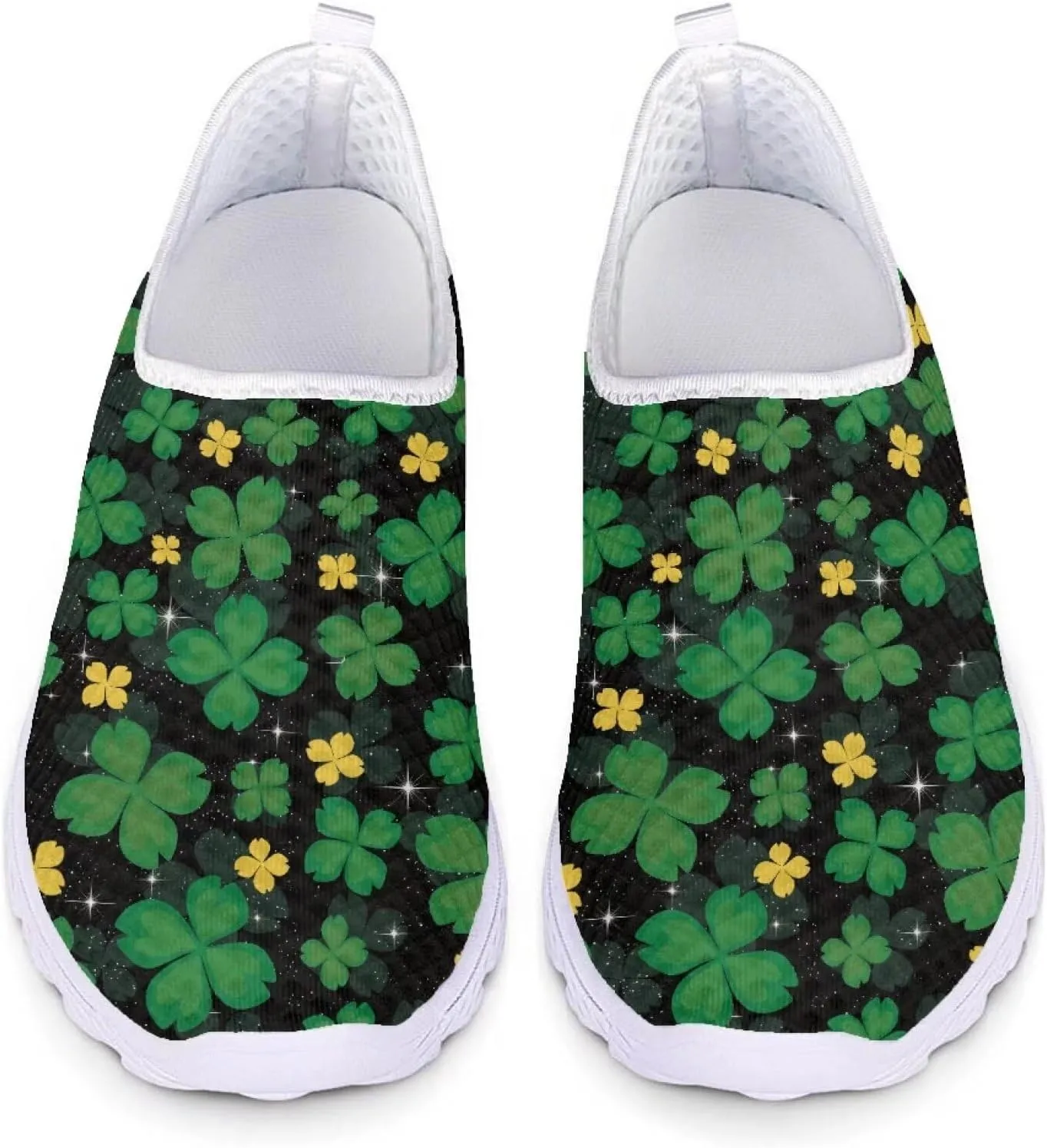 WELLFLYHOM St Patricks Day Shoes for Women Tennis Running Sneakers Slip On Loafers Flat Footwear Size 5.5-11.5