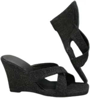 WENOREG Women's Square Toe Crossover Strap Platforms Wedge Sandals,Summer Fashion Open Toe Denim Comfortable Slip On Casual High Heels Sandals Dress Heels Wedges Slippers
