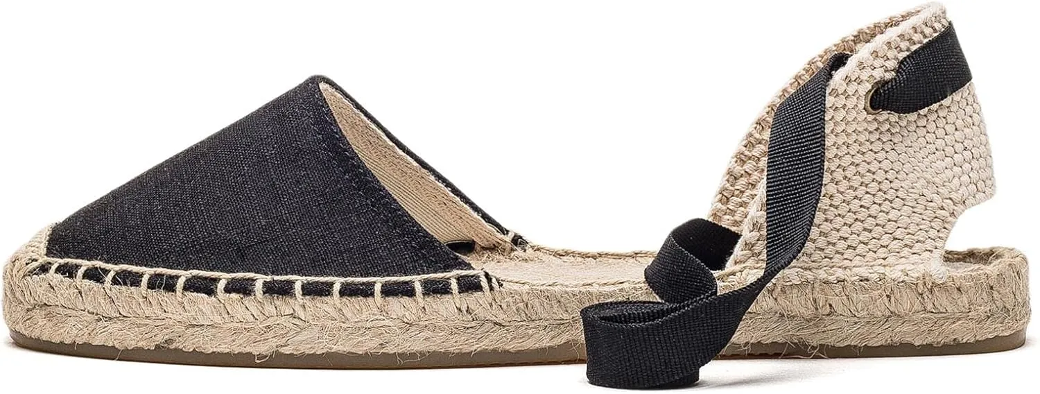 Women Espadrille Lace Up Flats Comfortable Summer Breathable Espadrille Sandals Adjustable Shoelace Dating Work Travel