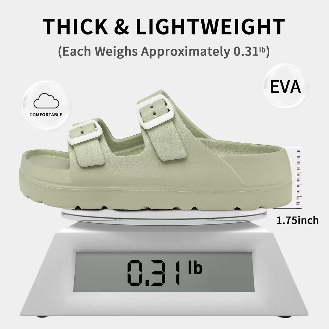 Women Platform Sandals with Arch Support, Adjustable Double Buckle Slide for Woman, Summer Vacation Sandal for Beach,Garden,Pool,Easy Street, Sandalias de Plataforma Para Mujer