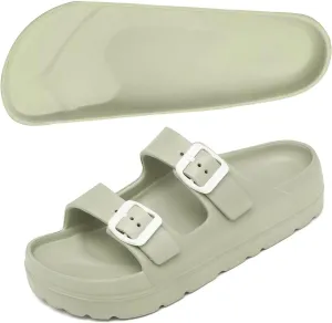 Women Platform Sandals with Arch Support, Adjustable Double Buckle Slide for Woman, Summer Vacation Sandal for Beach,Garden,Pool,Easy Street, Sandalias de Plataforma Para Mujer