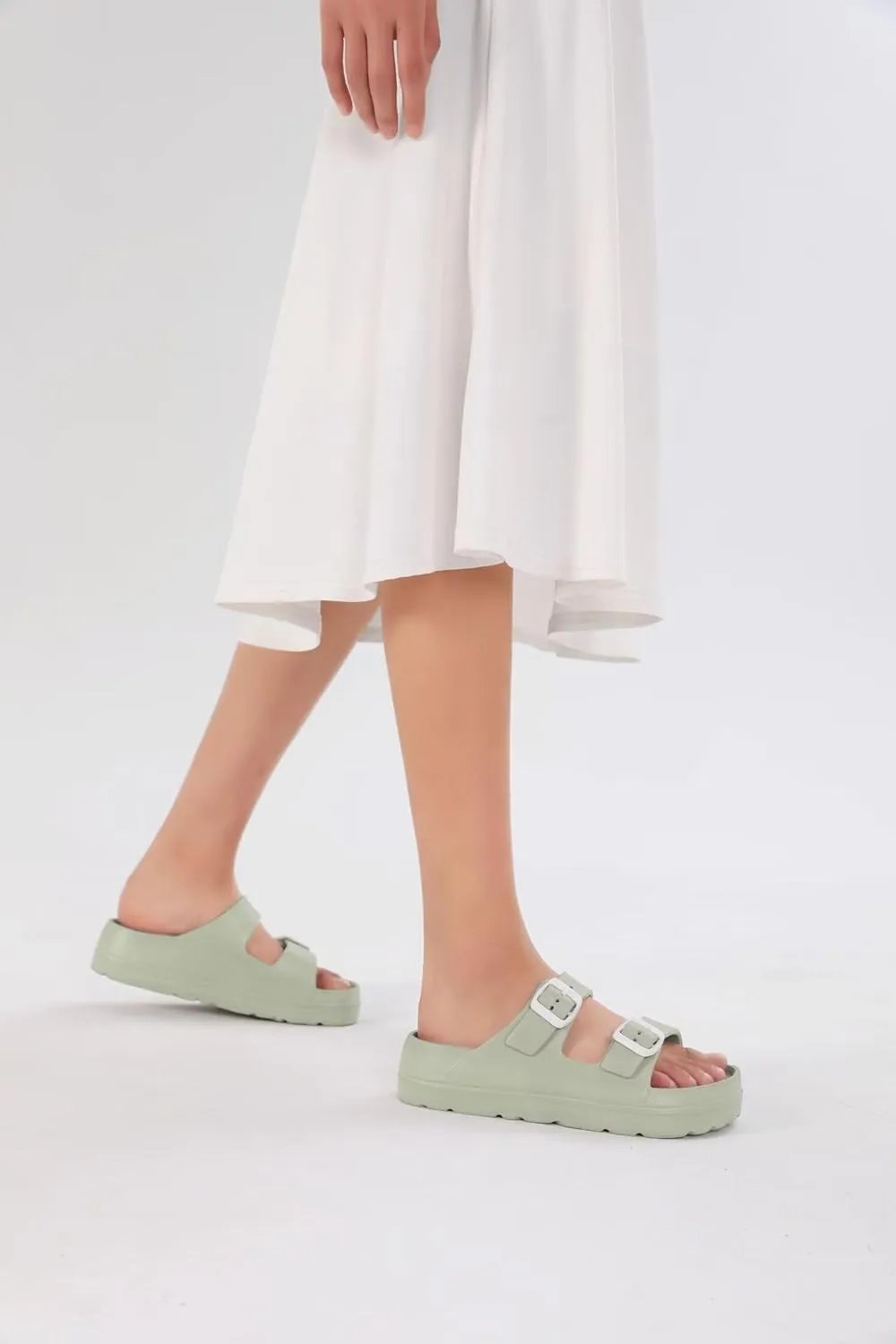 Women Platform Sandals with Arch Support, Adjustable Double Buckle Slide for Woman, Summer Vacation Sandal for Beach,Garden,Pool,Easy Street, Sandalias de Plataforma Para Mujer