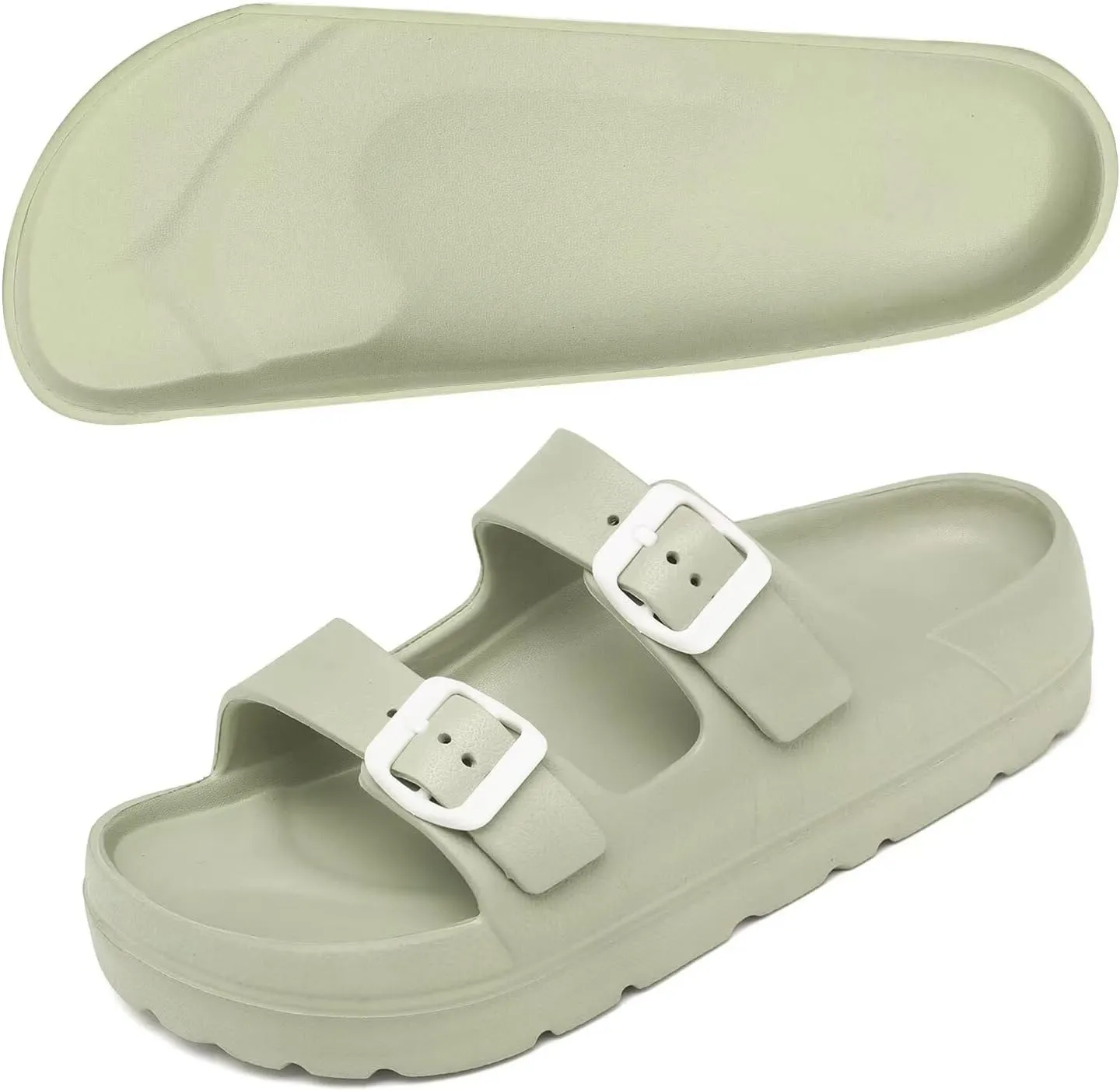 Women Platform Sandals with Arch Support, Adjustable Double Buckle Slide for Woman, Summer Vacation Sandal for Beach,Garden,Pool,Easy Street, Sandalias de Plataforma Para Mujer