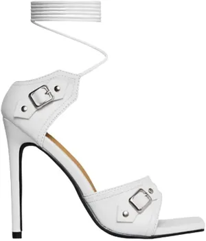 Women Square Toe Lace up High heel sandals