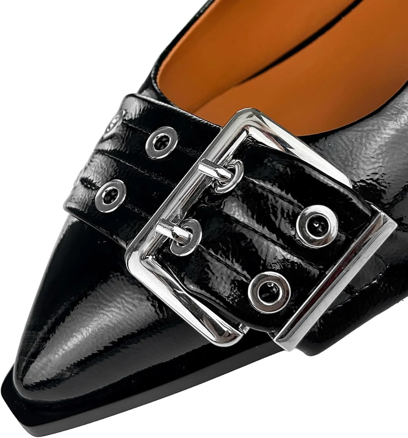 Women‘s Adjustable Buckle Flats Comfortable Slingback Sandals Pointed Toe Feminine Buckle Ballerinas