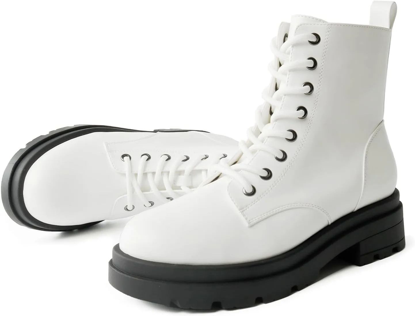 Women's Ankle Boots Classic Low Heel Womens Motorcycle Boots Zippers Lace up Fashion Combat Booties for Women