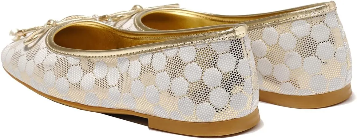 Women's Ballet Flats with Bow Knot & Sparkle Balls Ultra Soft Sole Round Toe Work Travel Casual Outfits Shoes