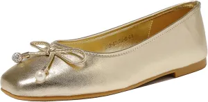Women's Ballet Flats with Bow Knot & Sparkle Balls Ultra Soft Sole Round Toe Work Travel Casual Outfits Shoes