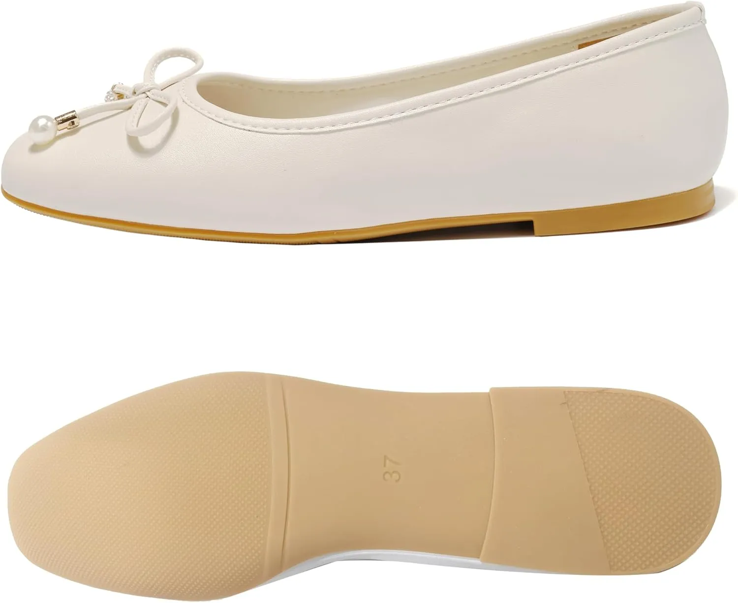 Women's Ballet Flats with Bow Knot & Sparkle Balls Ultra Soft Sole Round Toe Work Travel Casual Outfits Shoes