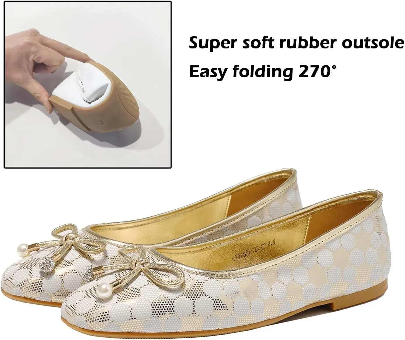 Women's Ballet Flats with Bow Knot & Sparkle Balls Ultra Soft Sole Round Toe Work Travel Casual Outfits Shoes
