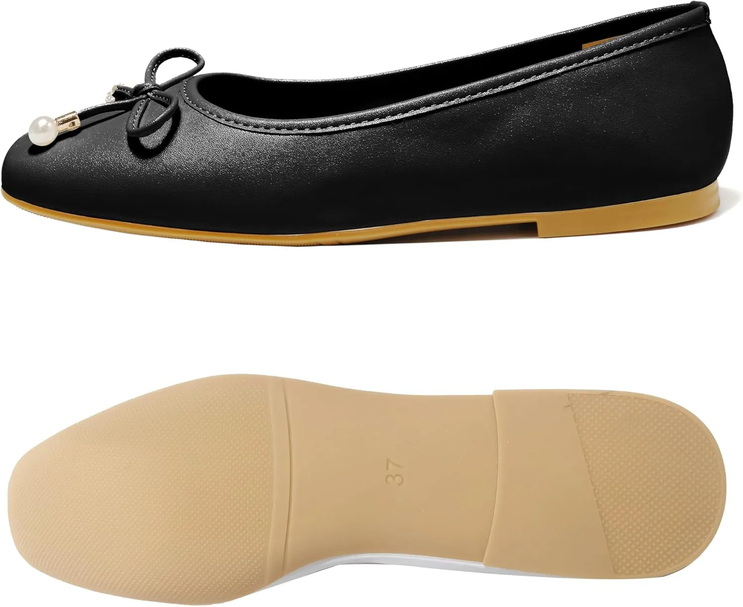Women's Ballet Flats with Bow Knot & Sparkle Balls Ultra Soft Sole Round Toe Work Travel Casual Outfits Shoes